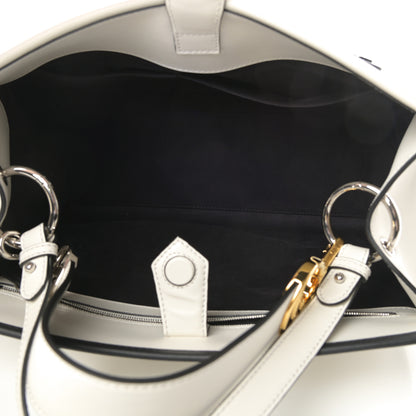 Fendi Vitello Century Velvet F is Fendi FF Embroidered Regular Runaway Satchel White Black 5 of 11