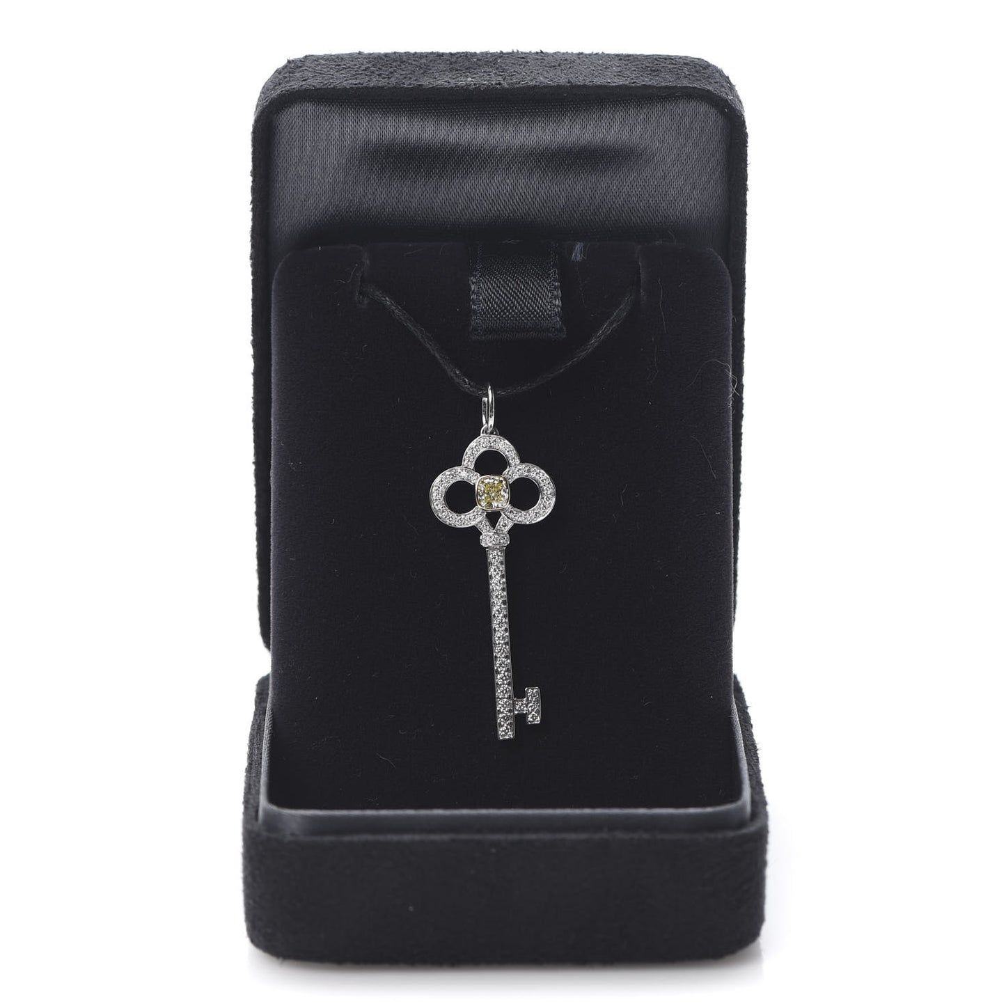 Platinum 18K Yellow Gold Yellow Diamond Crown Key Pendant