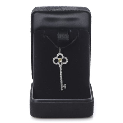 Tiffany Platinum 18K Yellow Gold Yellow Diamond Crown Key Pendant 5 of 5