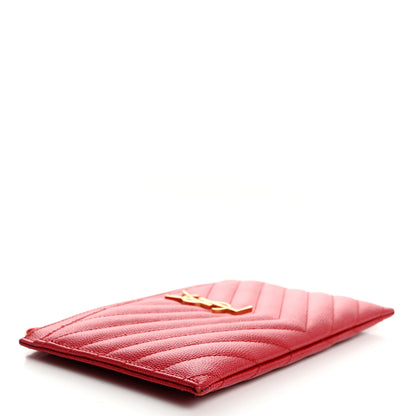 Saint Laurent Grain De Poudre Chevron Monogram Bill Pouch Rouge Eros 4 of 7