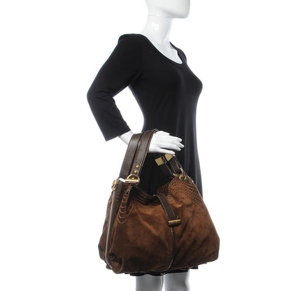 Chanel JIMMY CHOO Suede Watersnake Trim Alex Shoulder Bag Cognac 2 of 13