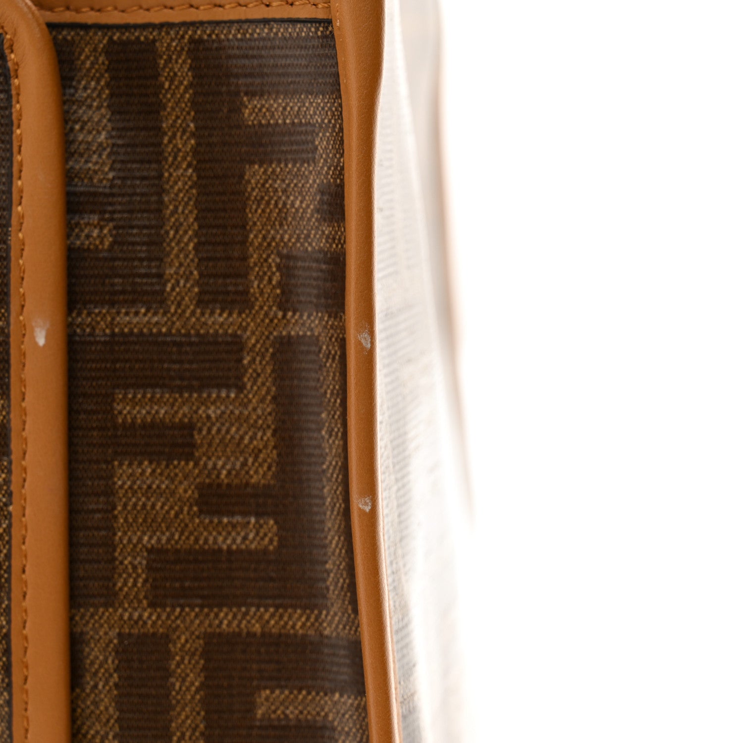 Fendi Glazed Fabric Vitello Century FF 1974 Stamp Patch Mini Peekaboo Defender Cover Mogano Panna Caramello 10 of 12
