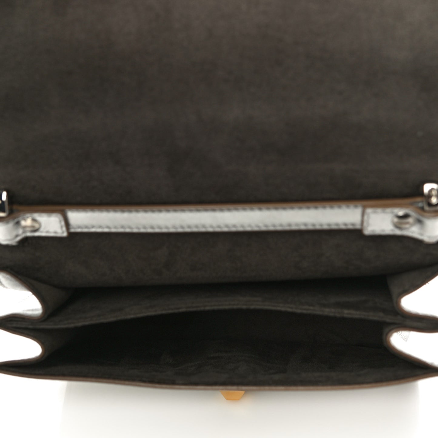 Vitello Catalan Mirror Scalloped Multi Studded Small Kan I Shoulder Bag Argento