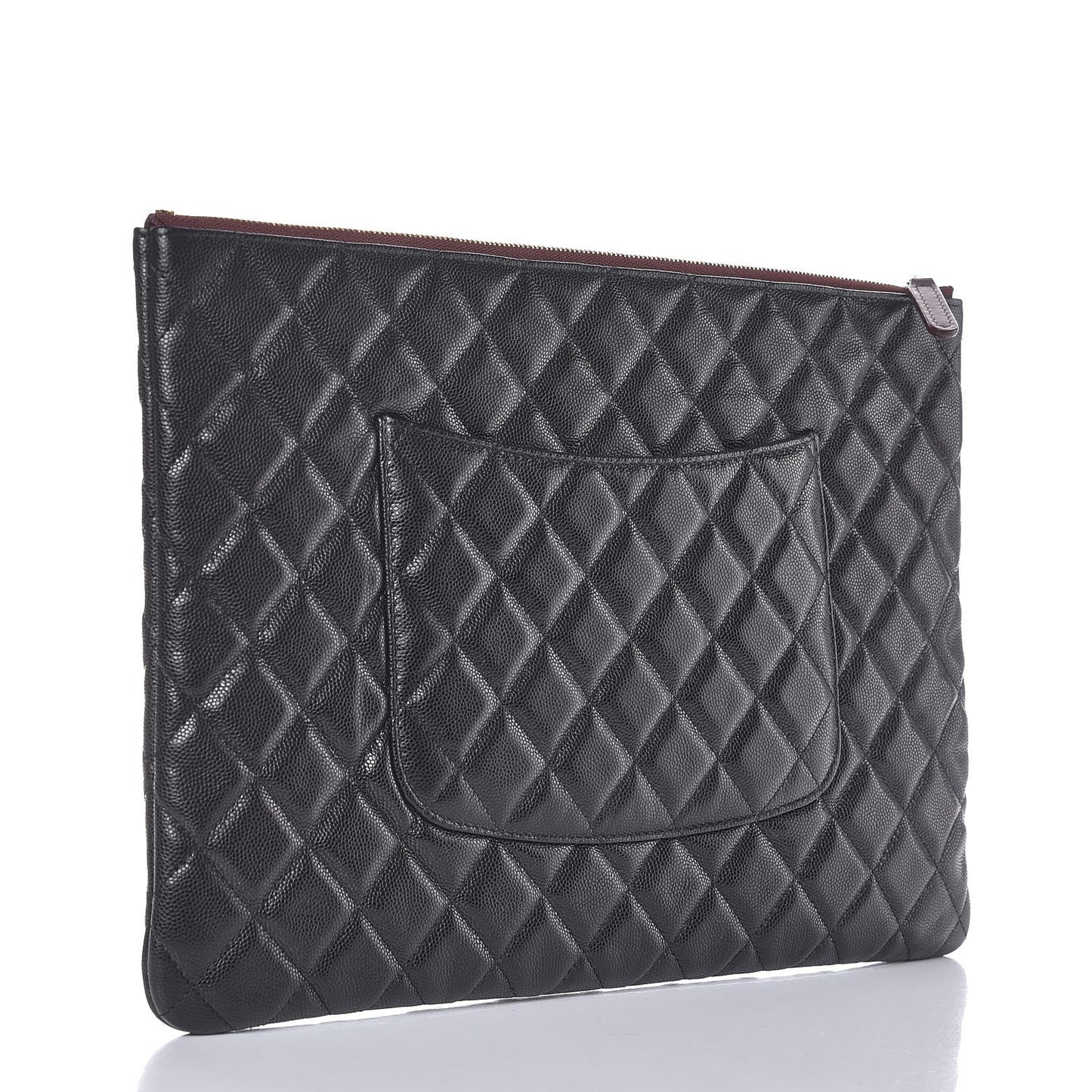 Caviar Quilted Large Cosmetic Case Black