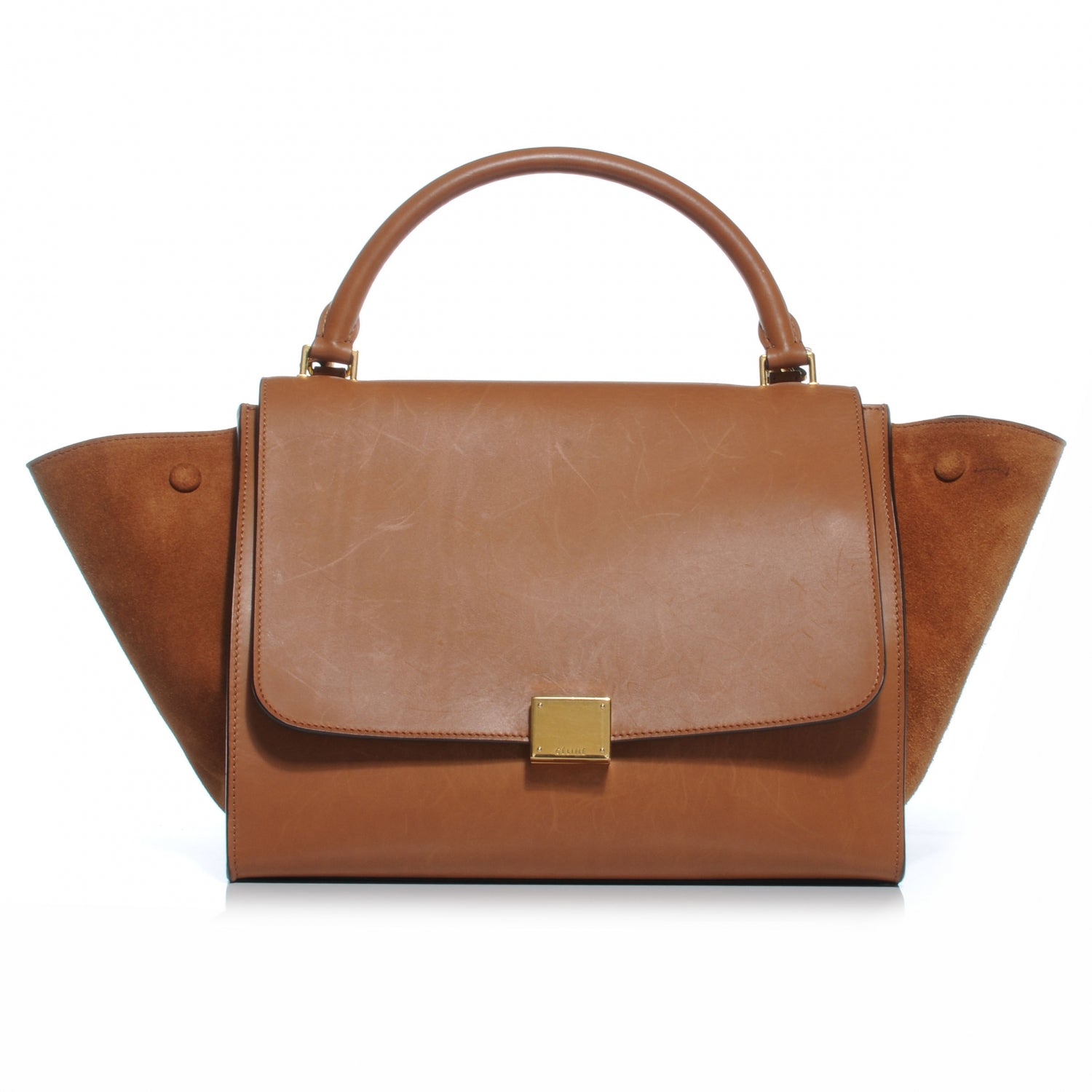 Celine Calfskin and Suede Small Trapeze Tan 1 of 9