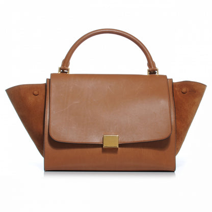 Celine Calfskin and Suede Small Trapeze Tan 1 of 9