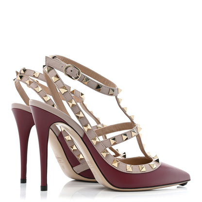 Valentino Garavani Calfskin Nappa Rockstud Ankle Strap 100mm Pumps 38 Rubin Poudre 4 of 12