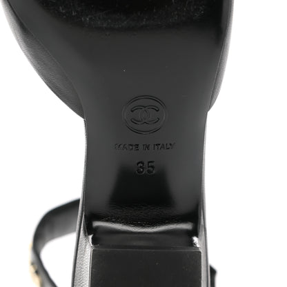 Chanel Lambskin Grosgrain Cap Toe Logo Ankle Strap Pumps 35 Black 7 of 8