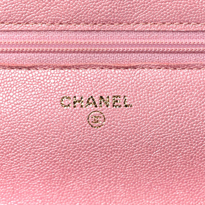 Chanel Iridescent Caviar Quilted Wallet on Chain WOC Pink 8 of 12