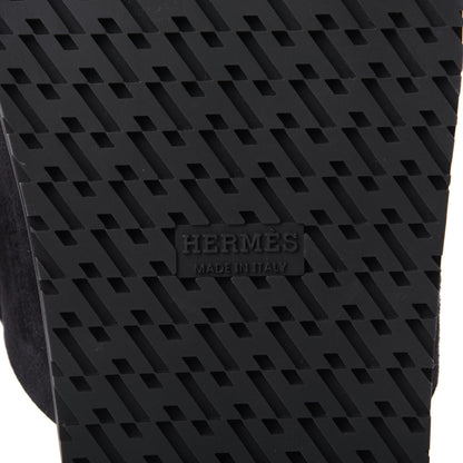 Hermes Suede Goatskin Womens Chypre Sandals 37 Black 8 of 11