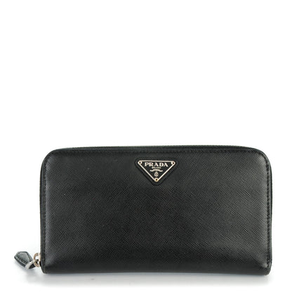 Prada Saffiano Zip Around Wallet Nero Black 1 of 8