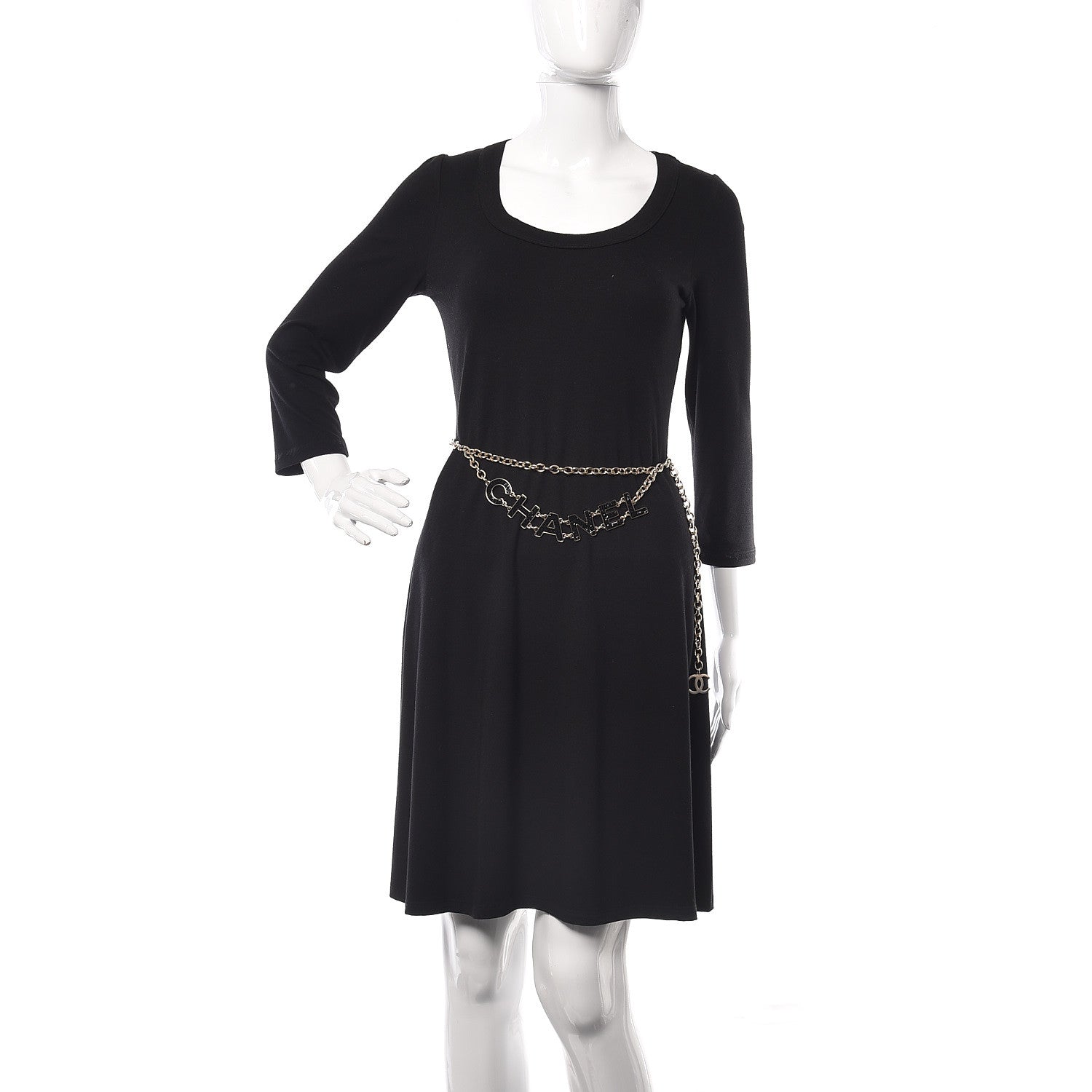 Chanel Crystal Logo Belt Black Gold 2 of 6