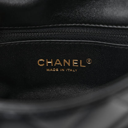 Chanel Shiny Lambskin Quilted Golden Links Top Handle Flap Black 6 of 11