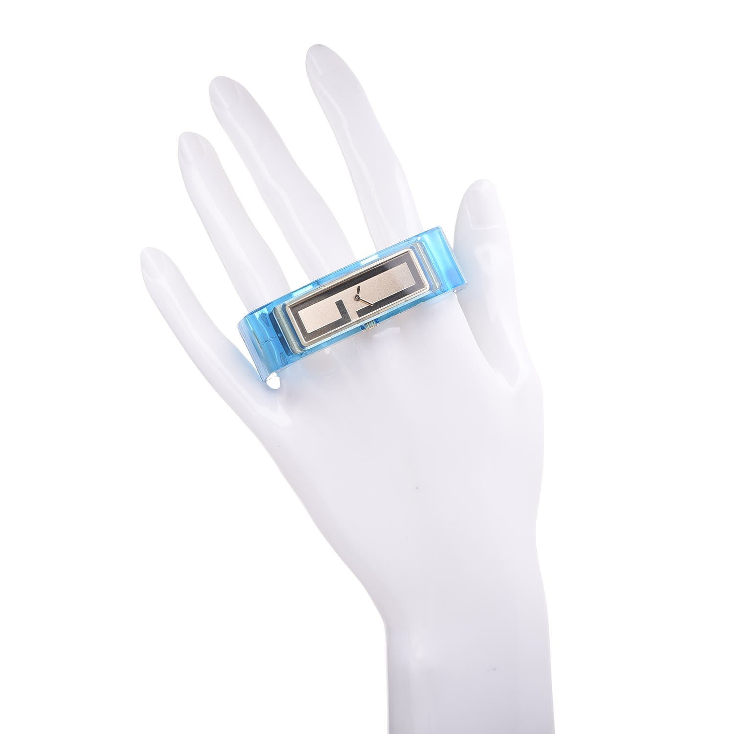 Gucci Stainless Steel Plexiglass 17mm 2465L Lucite Quartz Watch Blue 2 of 5