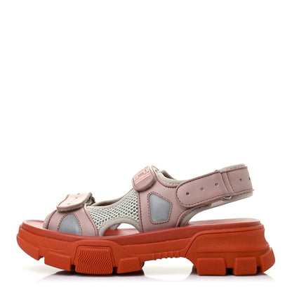Gucci X SEGA Nappa Mesh Womens Aguru Sandals 37 Orange Pink 1 of 6