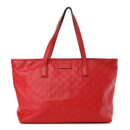Gucci Guccissima Medium Zippered Shopping Tote Red 1 of 12