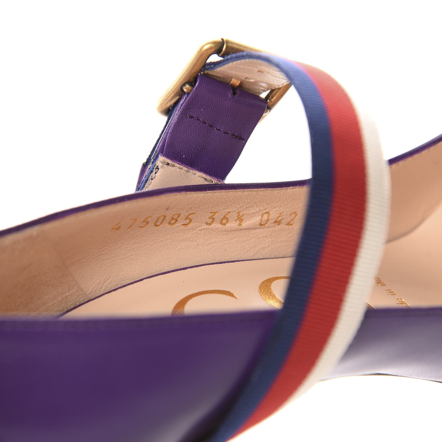 Gucci Malaga Kid Sylvie High Heel Pumps 36.5 Shine Purple 9 of 10