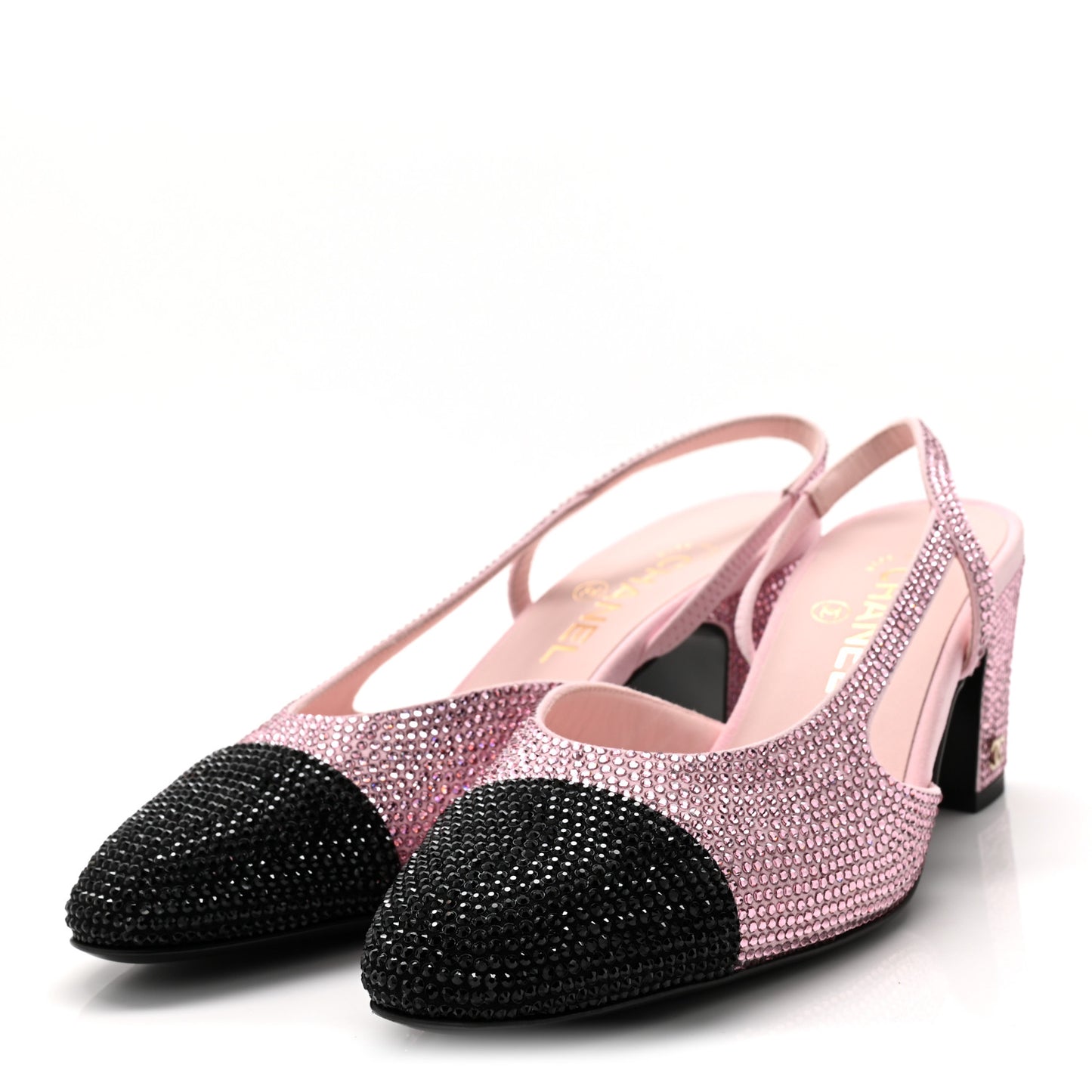 Strass Cap Toe CC Slingback Pumps 39 Pink Black