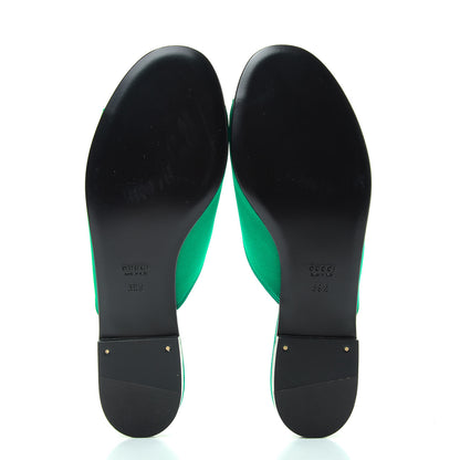 Gucci Satin Malaga Kid Horsebit Slide Sandals 39.5 Shamarock Emerald 6 of 11