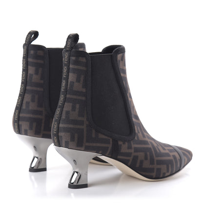 Fendi Mesh Tulle FF Colibri 55mm Ankle Booties 38 Tobacco Moro Black 4 of 9