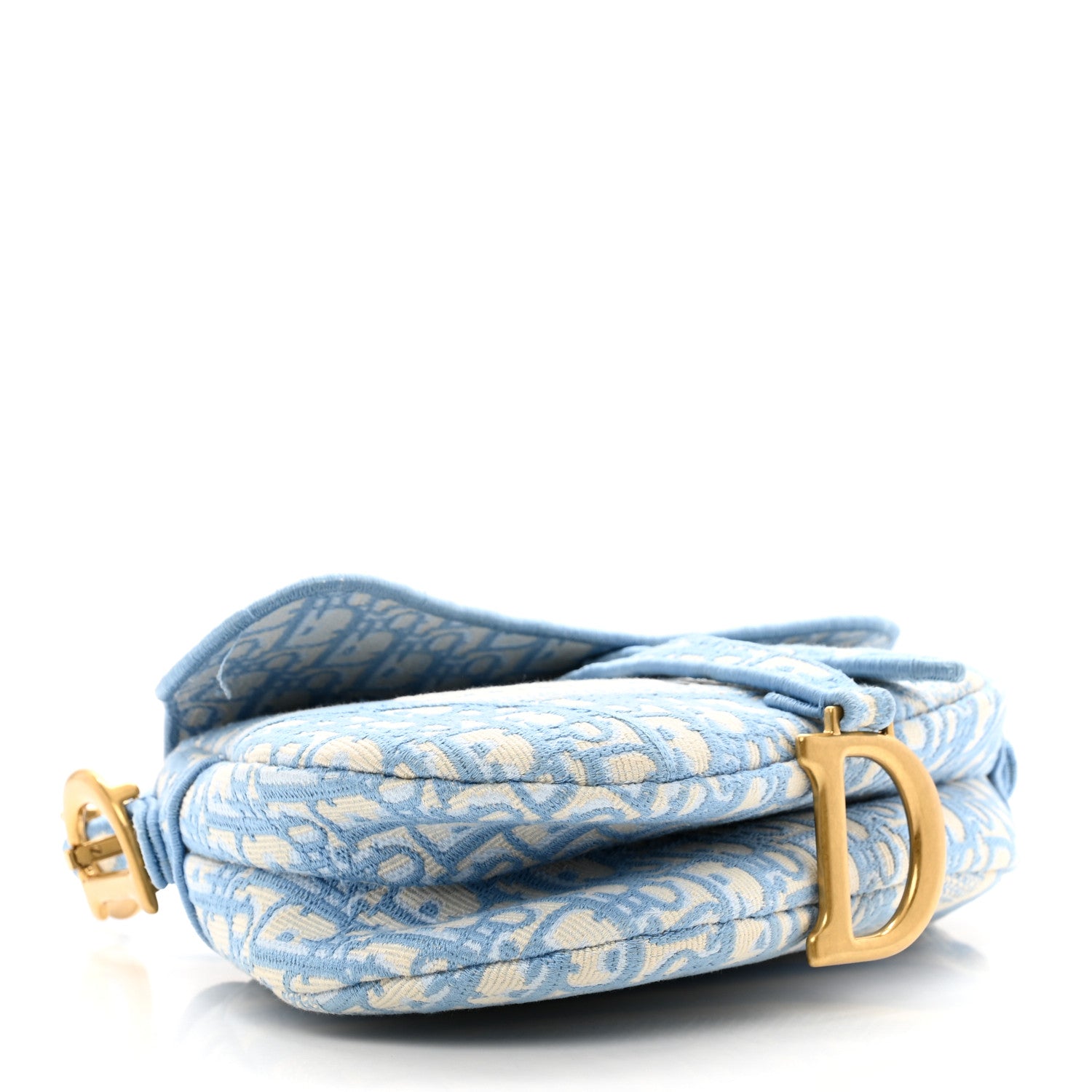Christian Dior Oblique Embroidered Saddle Bag Cornflower Blue 4 of 10