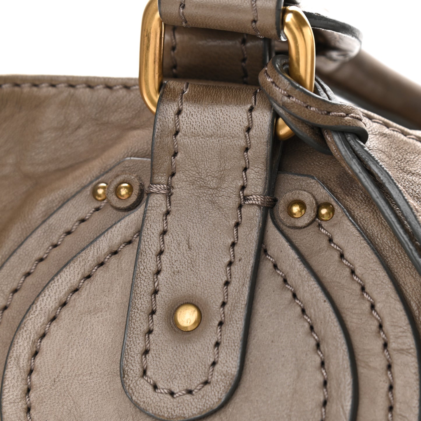 Leather Paddington Tote Gris Vert