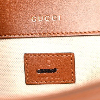 Gucci New Canvas Charisma Calfskin Crystal GG Monogram Mini Horsebit 1955 Shoulder Bag Camel Ebony 6 of 10