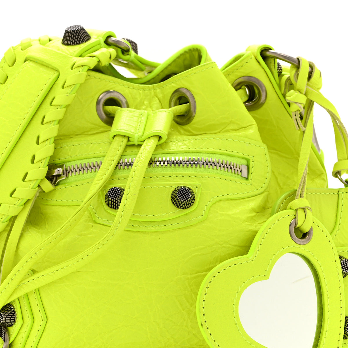 Balenciaga Agneau Arena Le Cagole Bucket Bag XS Fluo Yellow 8 of 10