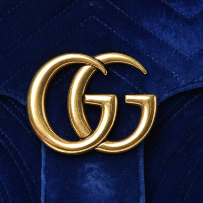 Gucci Velvet Matelasse Medium GG Marmont Shoulder Bag Cobalt Blue 10 of 16