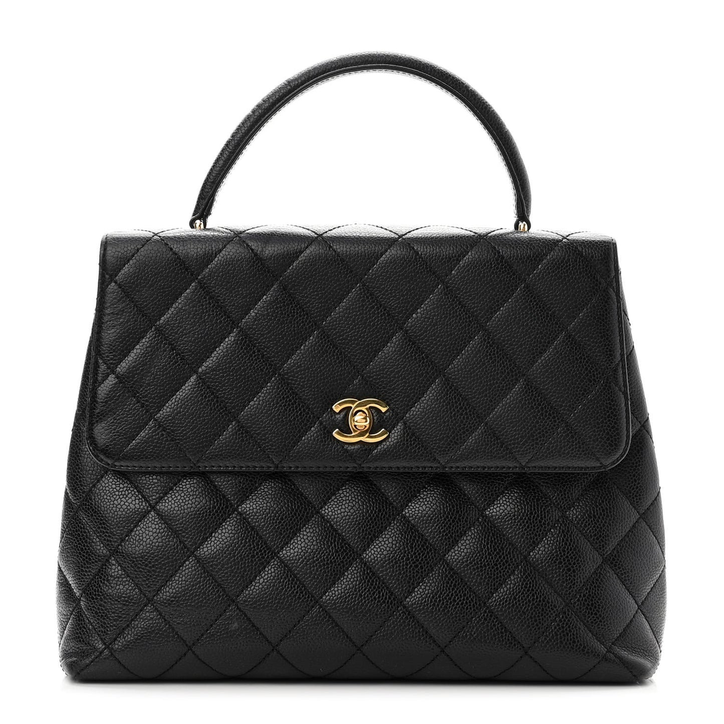 Caviar Quilted Jumbo Kelly Flap Black
