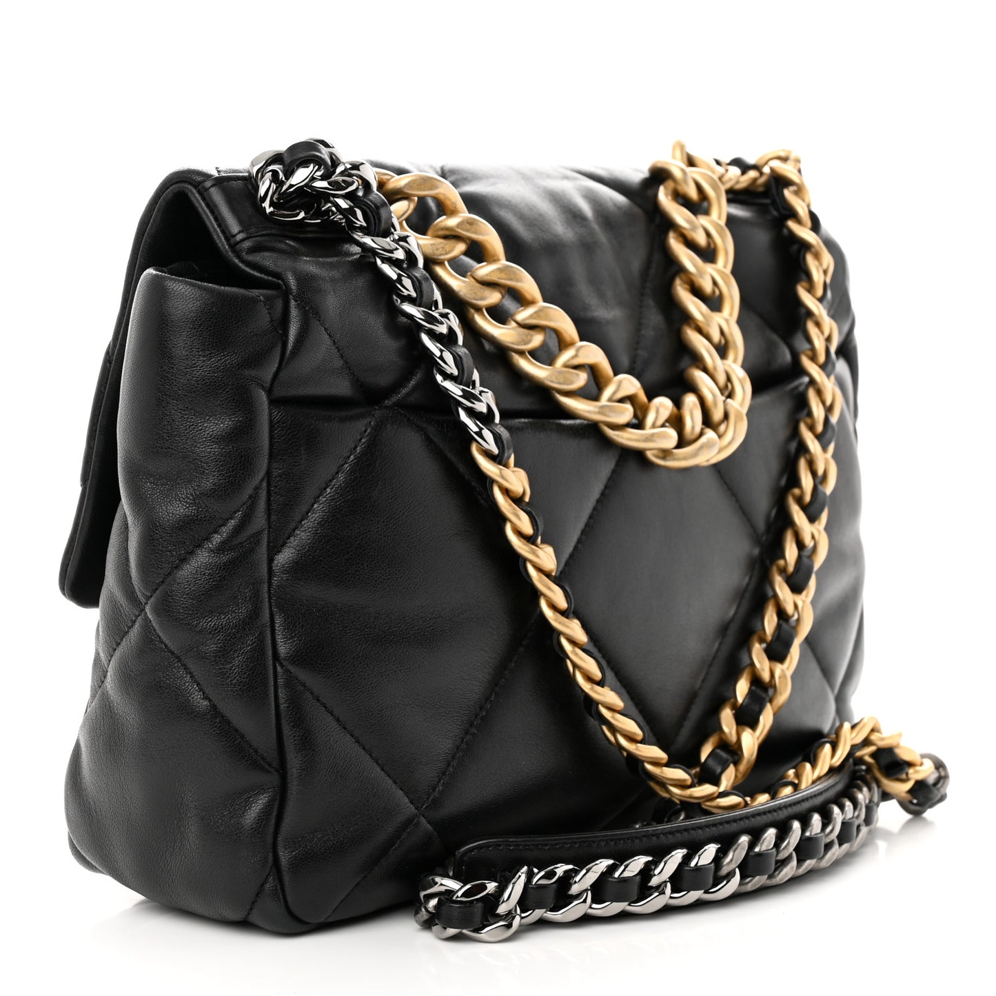 Lambskin Quilted Large Chanel 19 Flap Black