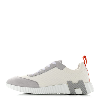 Hermes Technical Canvas Suede Goatskin Bouncing Sneakers 41 White Multicolor 1 of 8