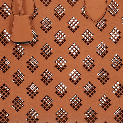 Gucci Calfskin GG Monogram Diamond Cut Medium Ophidia Tote Bag Brown 8 of 10