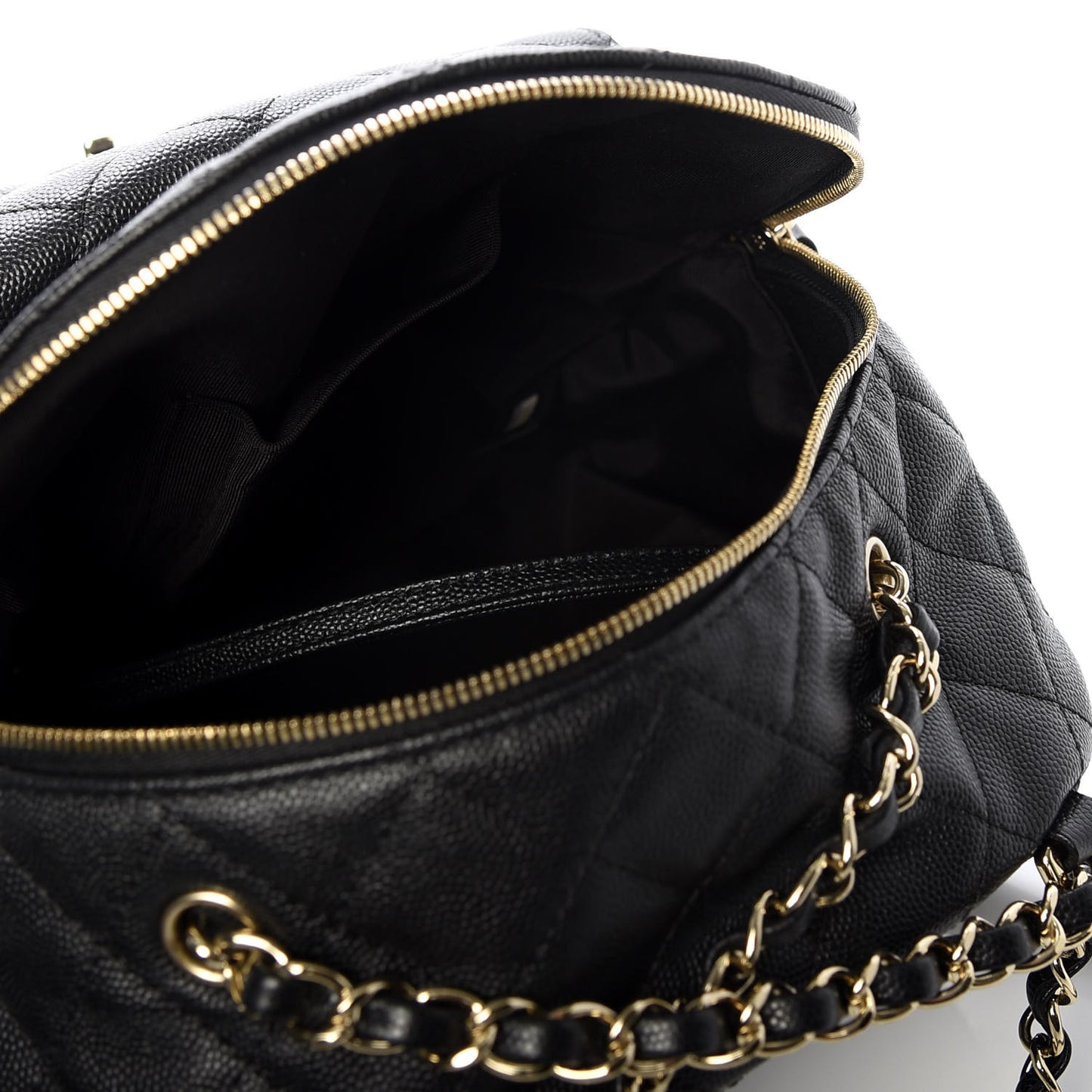 Caviar Quilted Medium Zip Around Backpack Black