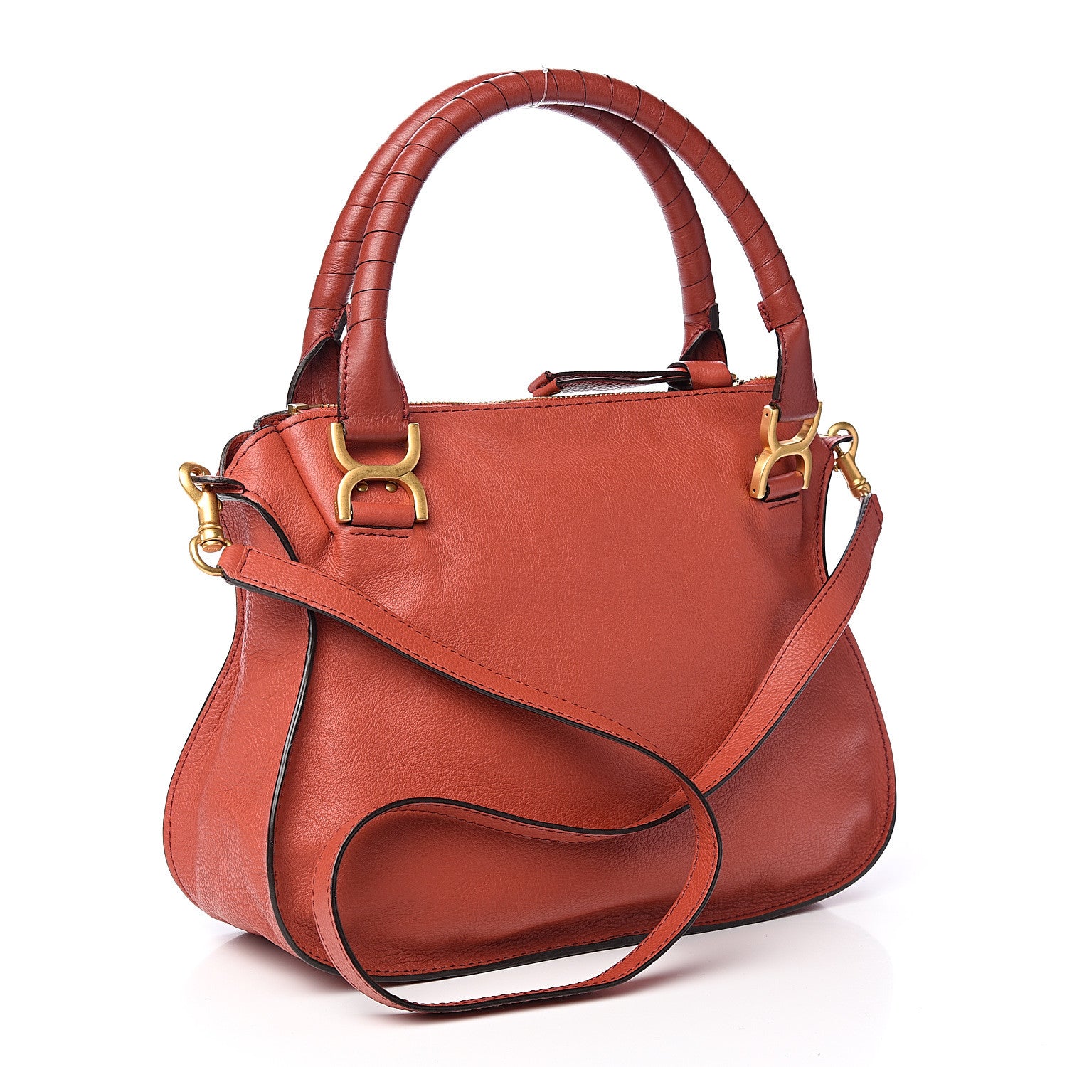 Chloe Calfskin Medium Marcie Satchel Terracotta Red 2 of 9