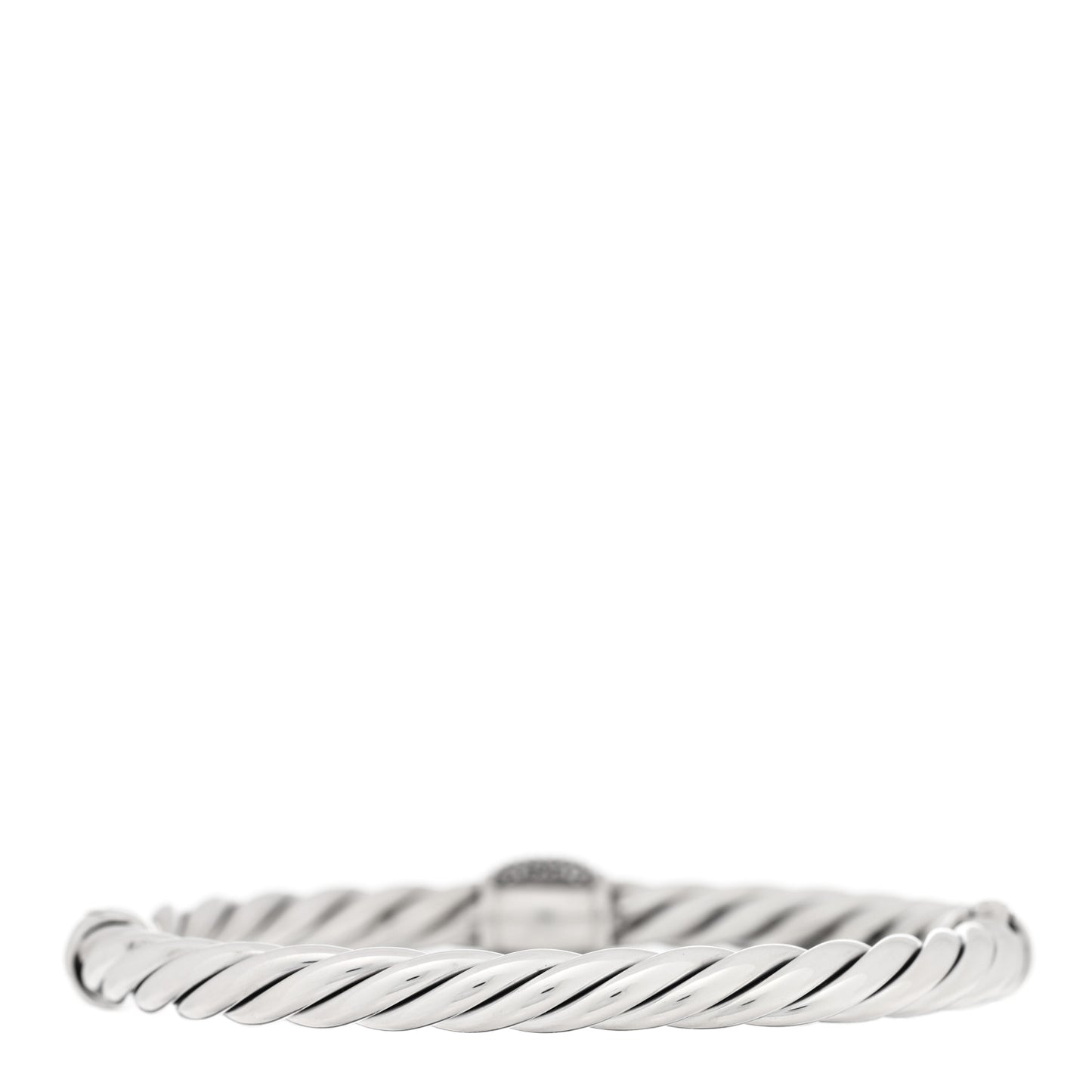 Sterling Silver Diamond 6mm Metro Cable Station Bangle Bracelet