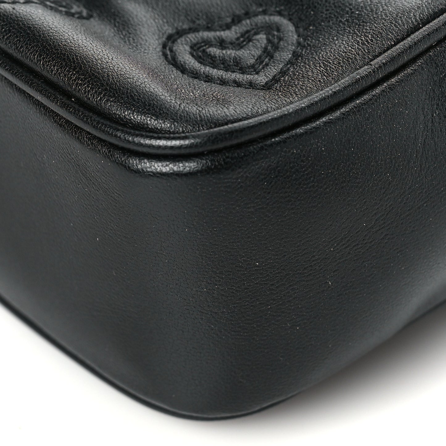 Calfskin Heart Embossed Monogram Belt Bag Black