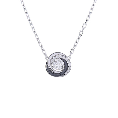 Cartier 18K White Gold Black Ceramic Diamond Trinity Pendant Necklace 4 of 7