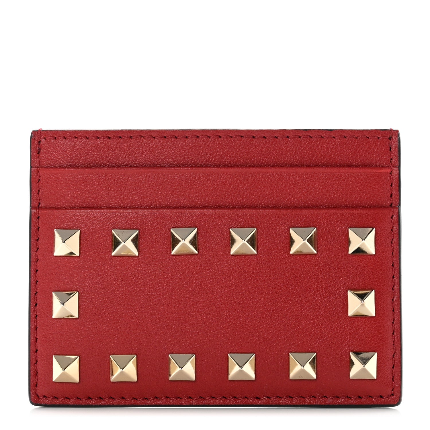 Valentino Garavani Vitello Rockstud Card Holder Rosso Valentino 1 of 7
