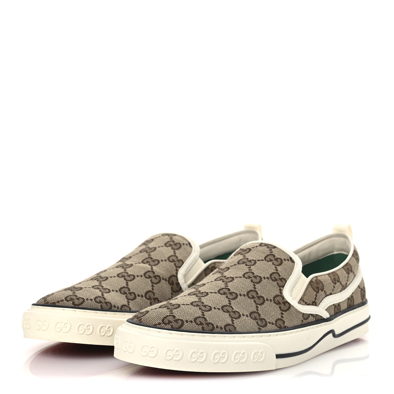 Gucci GG Monogram Mens 1977 Tennis Slip On Sneakers 8.5 Beige Ebony Mystic White 4 of 10