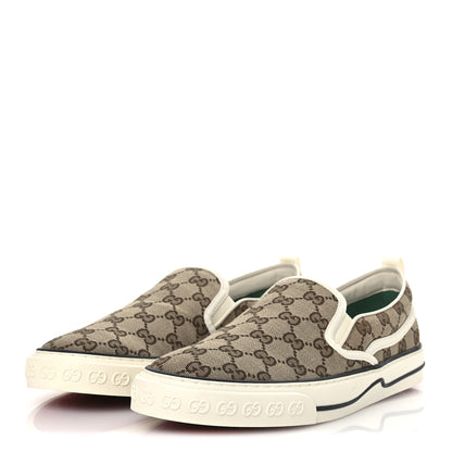 Gucci GG Monogram Mens 1977 Tennis Slip On Sneakers 8.5 Beige Ebony Mystic White 4 of 10