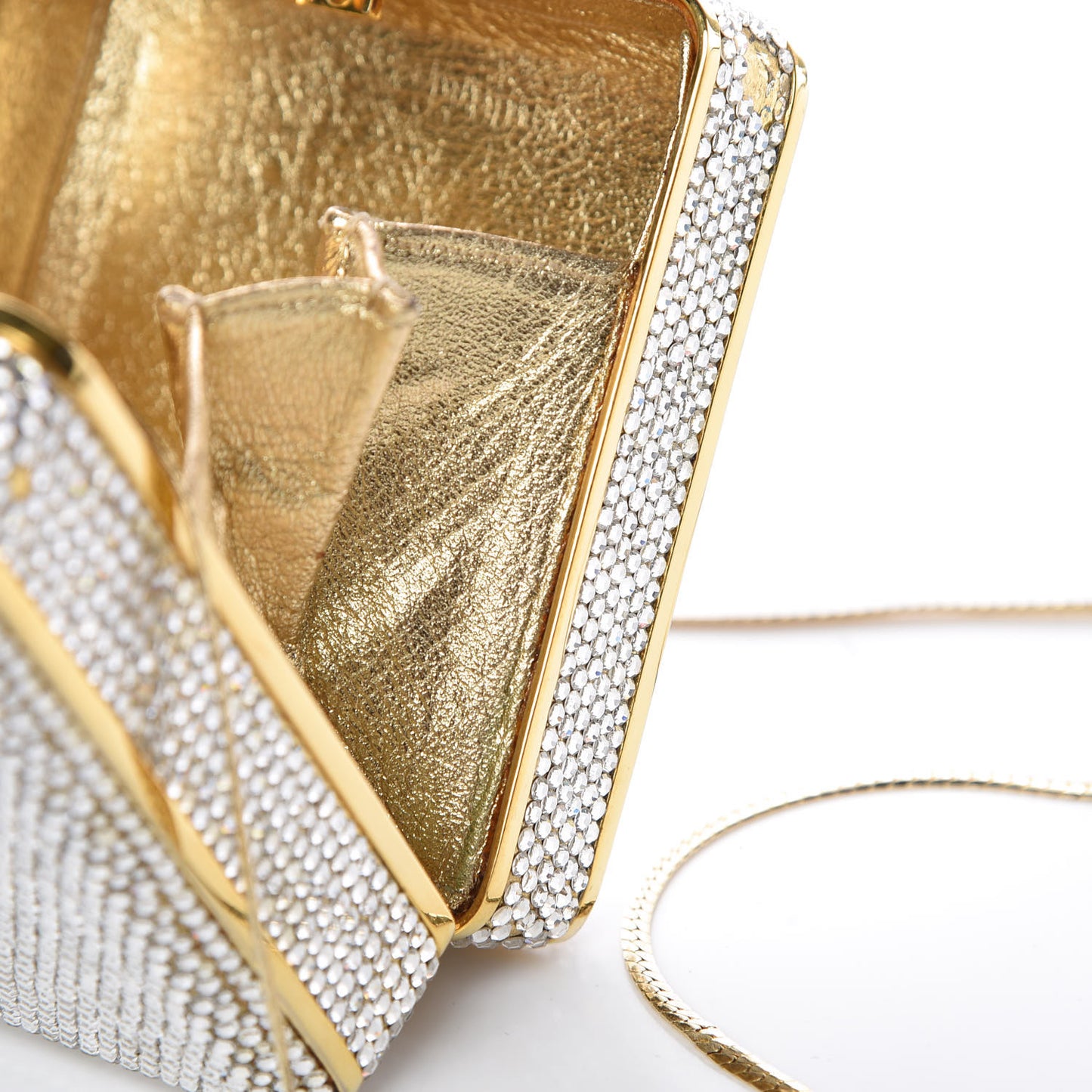 Swarovski Crystal Minaudière Clutch Silver Gold