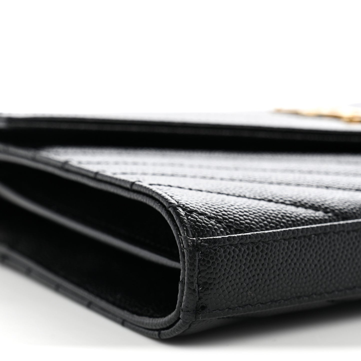 Grain De Poudre Matelasse Chevron Monogram Chain Wallet Black