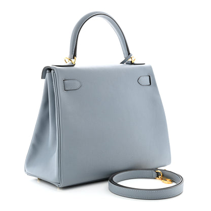 Hermes Evercolor Kelly Retourne 28 Bleu Lin 3 of 11