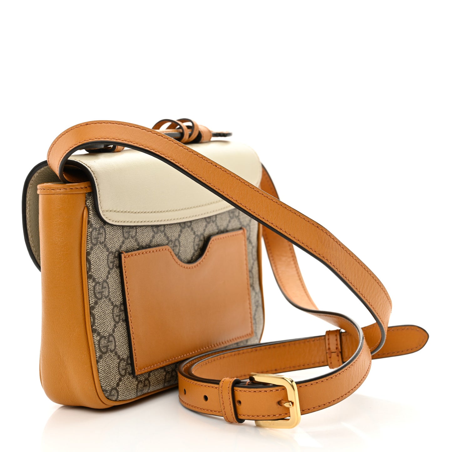 GG Supreme Monogram Calfskin Mini Padlock Flap Pocket Shoulder Bag Beige Mystic White Sun Oil