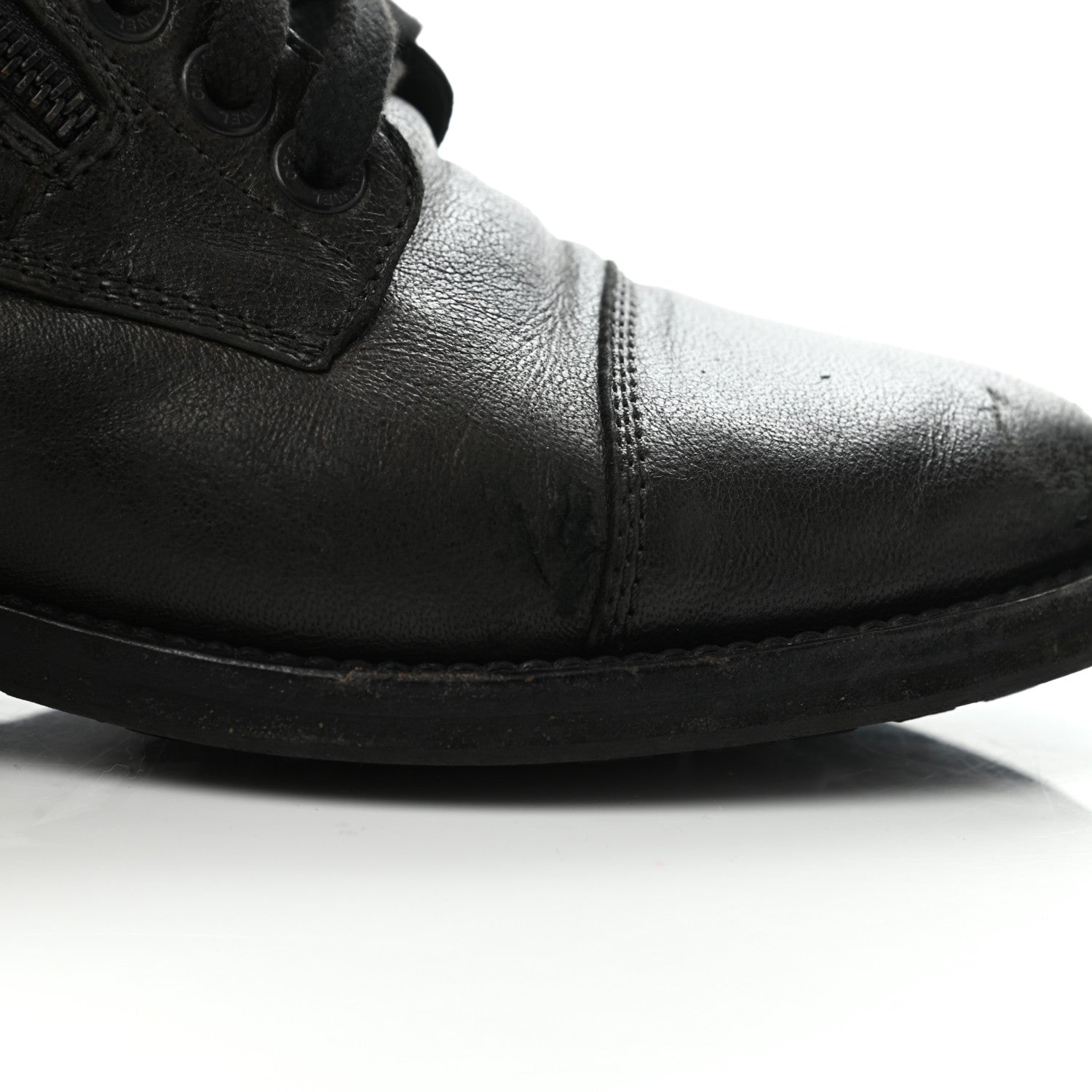 Chanel Calfskin Quilted Lace Up Combat Boots 40 Black 4 of 15