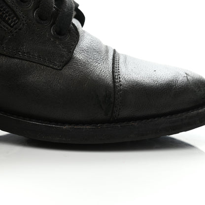 Chanel Calfskin Quilted Lace Up Combat Boots 40 Black 4 of 15