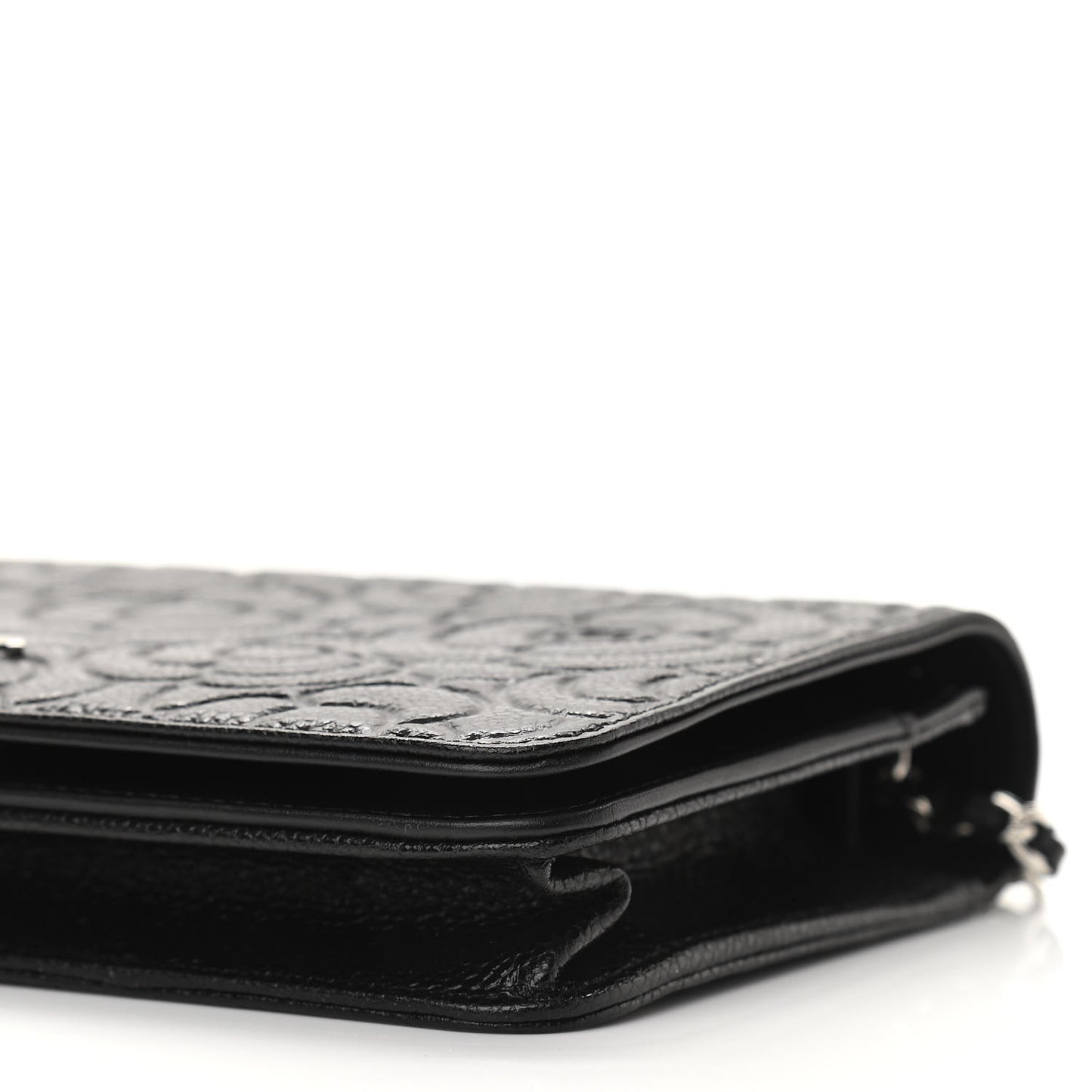 Caviar Camellia Embossed Wallet On Chain WOC Black