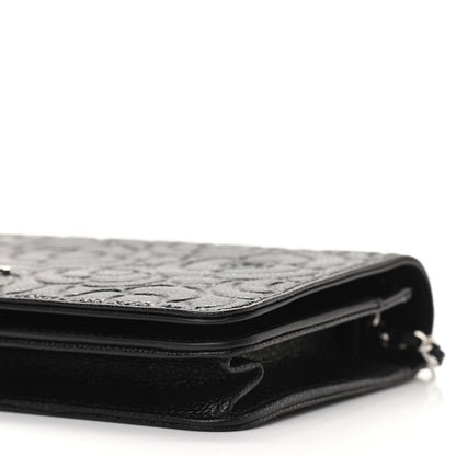 Chanel Caviar Camellia Embossed Wallet On Chain WOC Black 11 of 12
