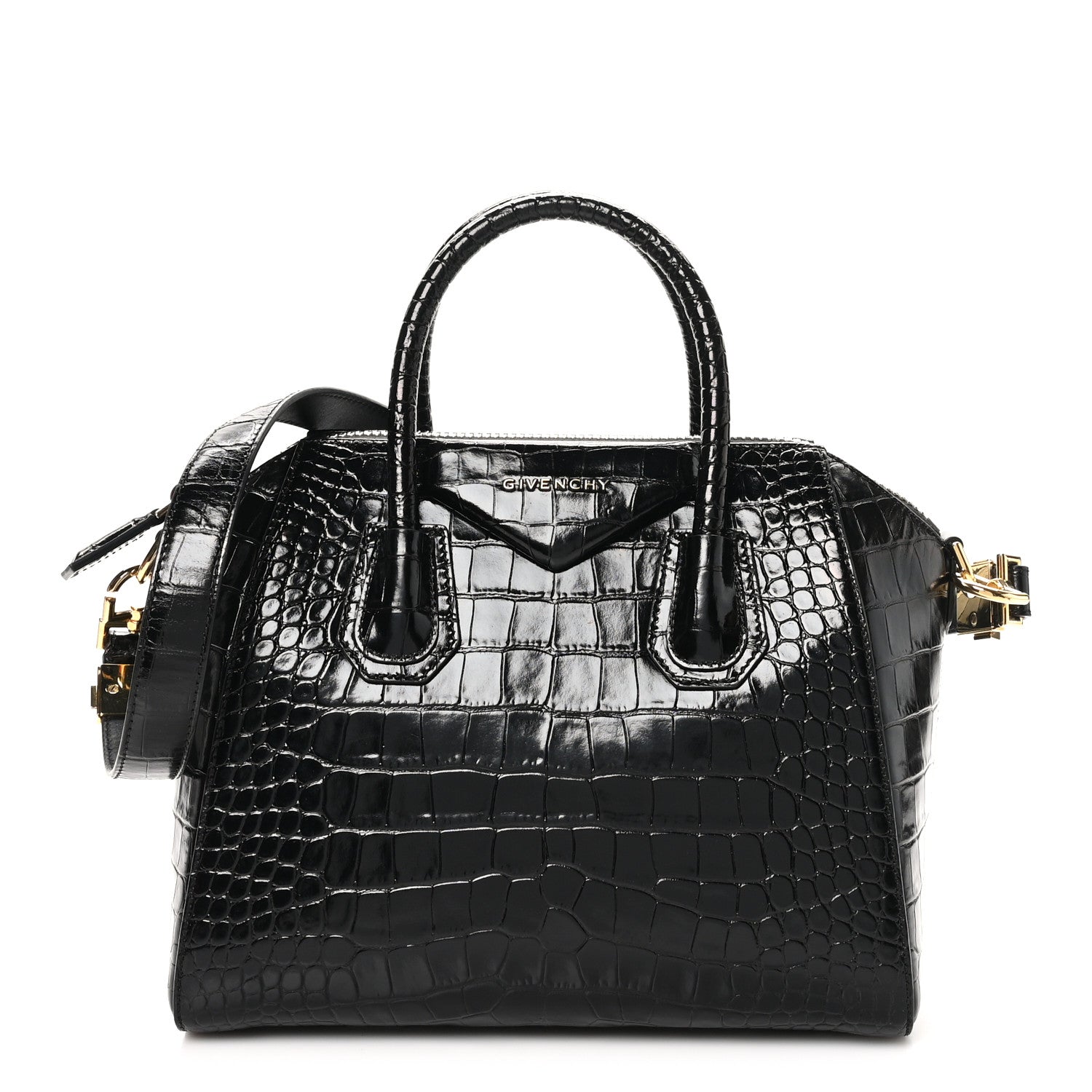 Givenchy Calfskin Crocodile Embossed Small Antigona Black 1 of 10